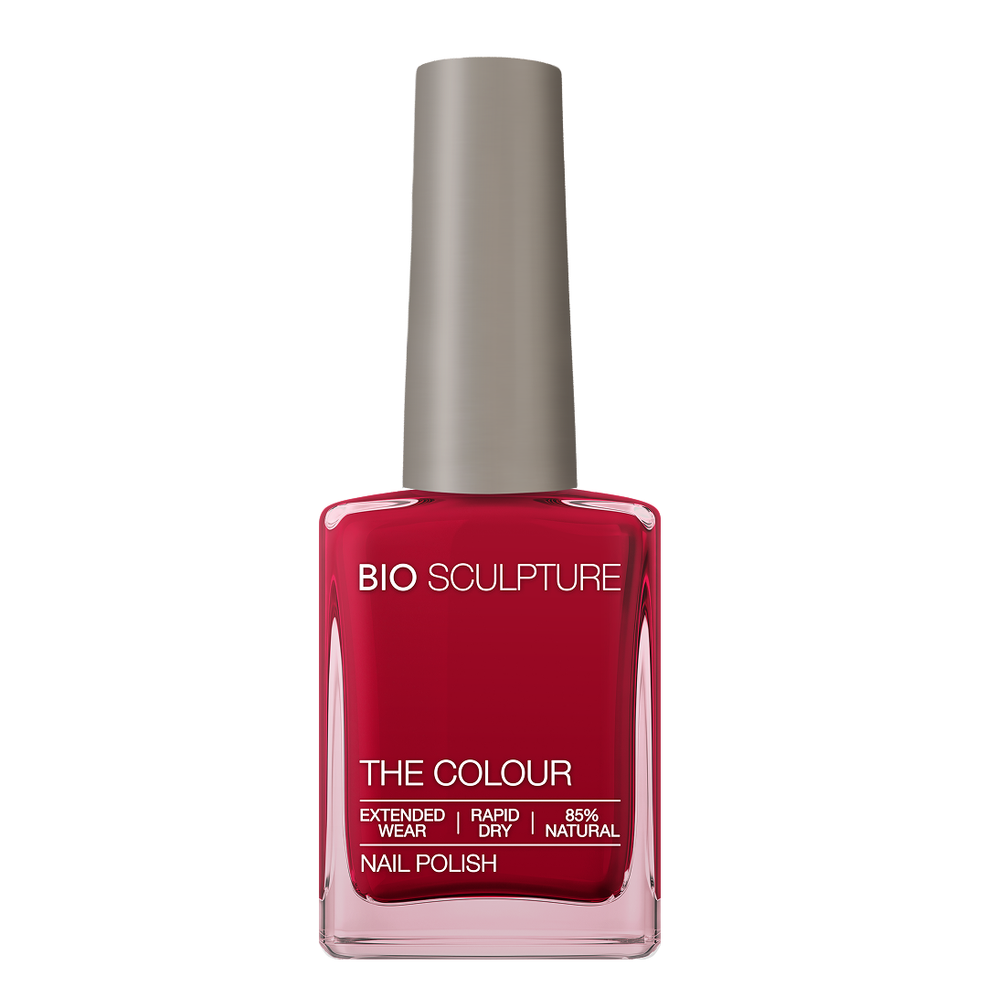 Rambling Rose Nail Polish – Bio Sculpture Produktflasche; Farbton ein echtes Rot mit pinkfarbenem Unterton