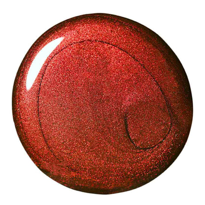 Rosewood Stardust Nail Polish – Nahaufnahme des Farbtons; Farbton ein sattes Schokoladenbraun mit dezentem Kupferschimmer